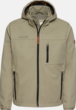 Softshelljacke mit abnehmbarer Kapuze und reflektierenden Details
