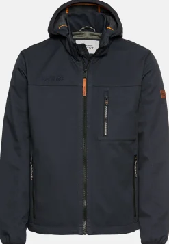Softshelljacke mit abnehmbarer Kapuze und reflektierenden Details