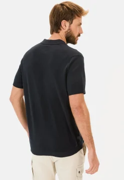 Strick-Poloshirt aus Baumwoll-Leinen-Mix