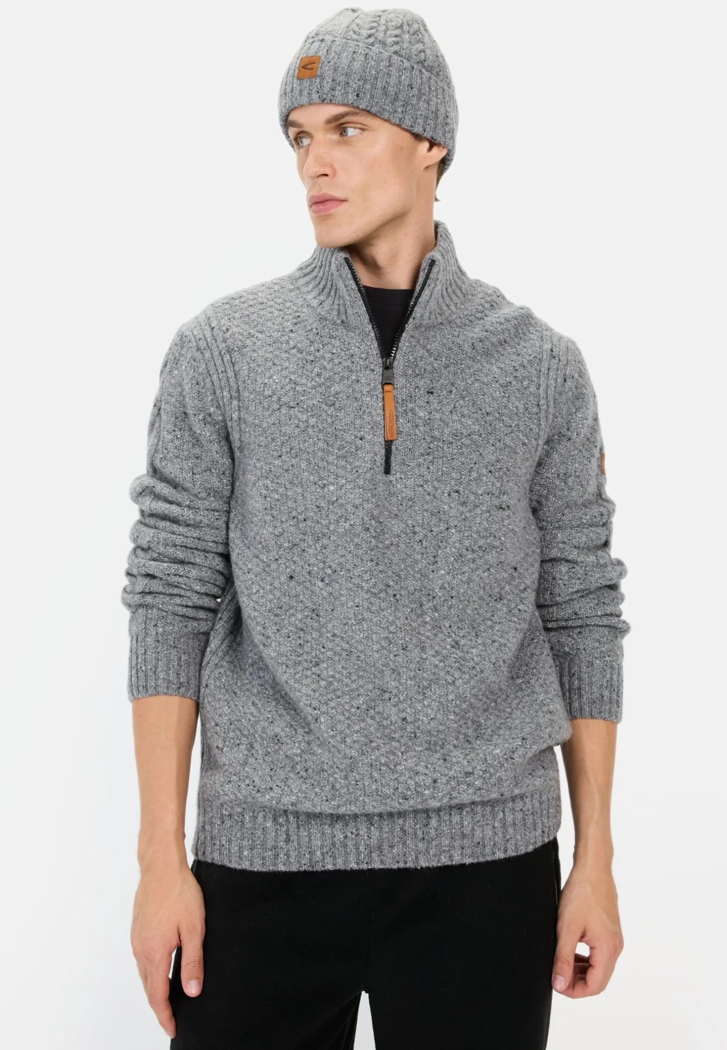 Strickpullover mit Troyer-Kragen