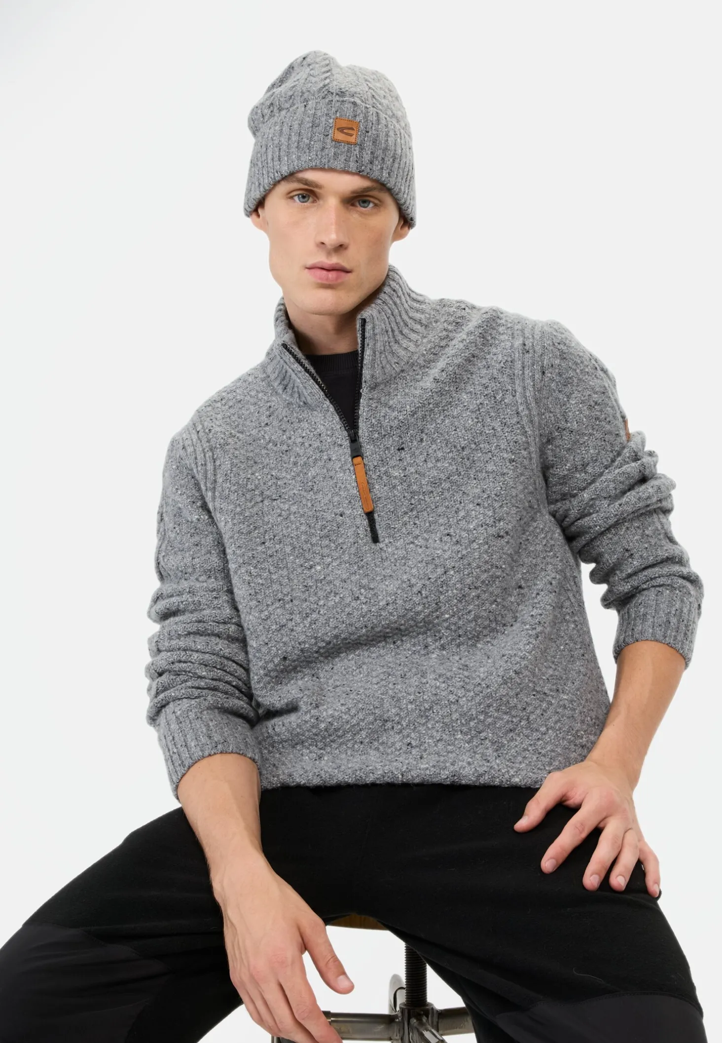 Strickpullover mit Troyer-Kragen