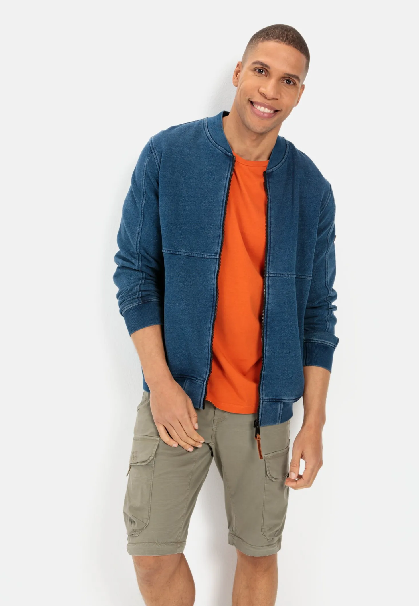 Sweatjacke in Denim-Optik