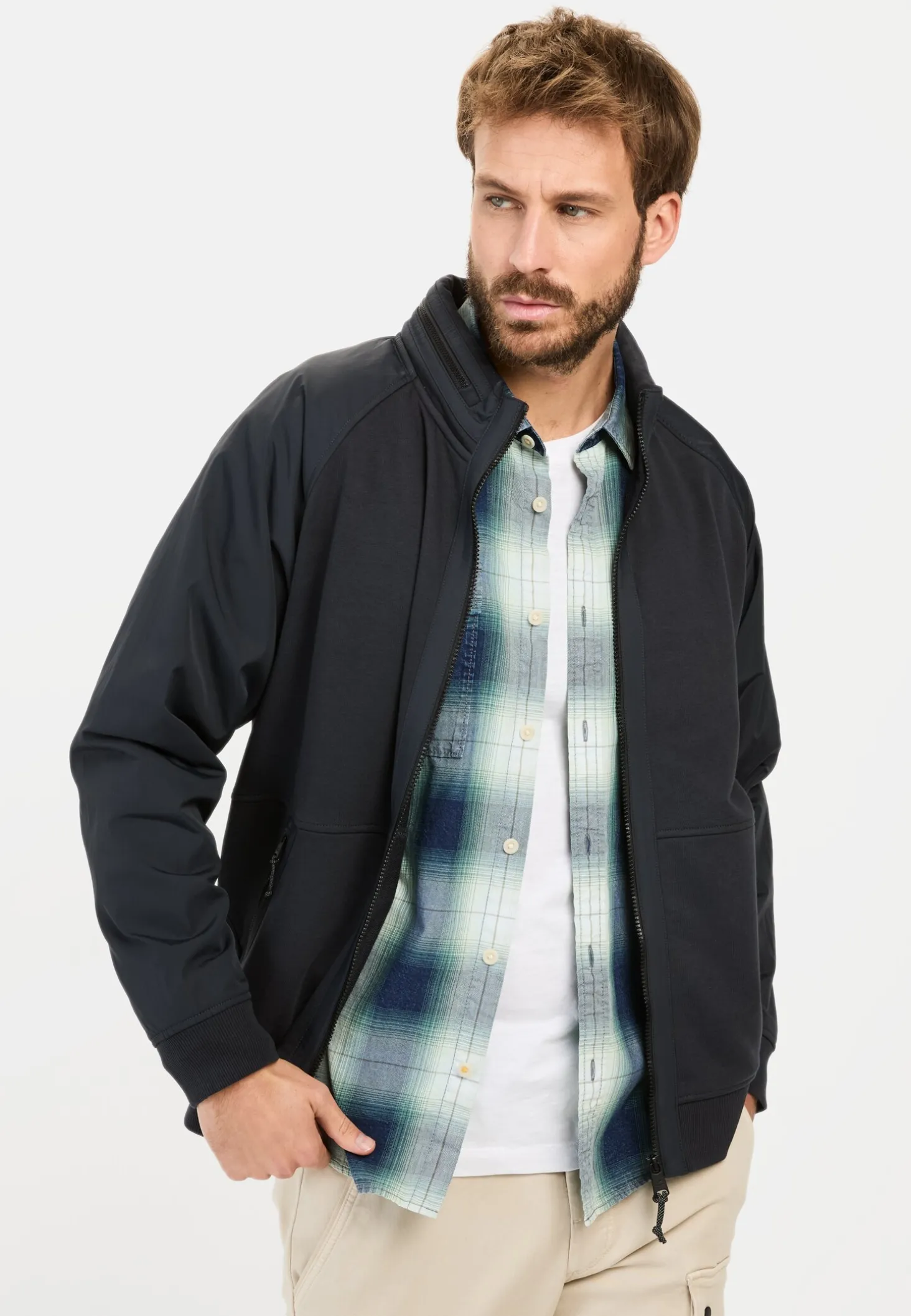 Sweatjacke mit einrollbarer Kapuze