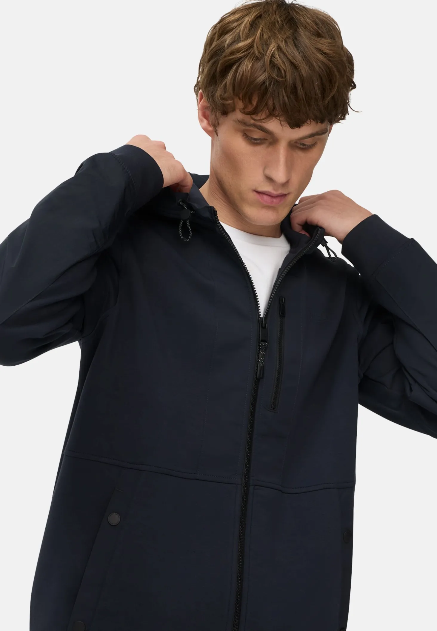 Sweatjacke mit 4-Way Stretch und kontrastierenden Details