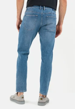 Tapered Fit Destroyed Jeans mit Smartphone Tasche