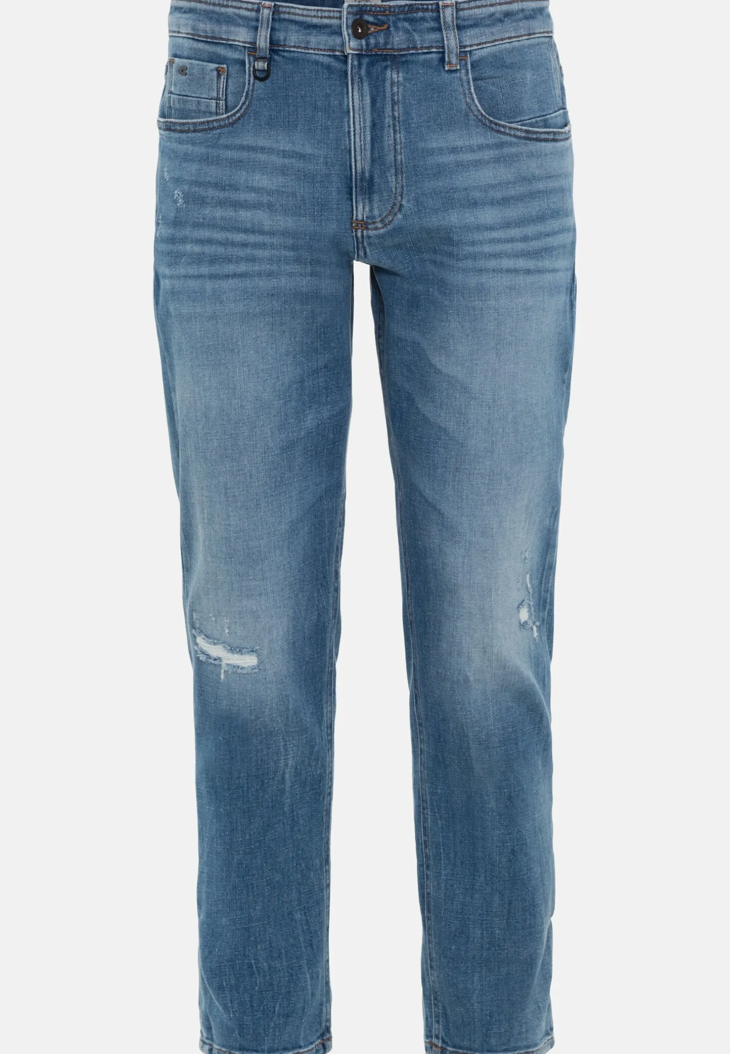 Tapered Fit Destroyed Jeans mit Smartphone Tasche