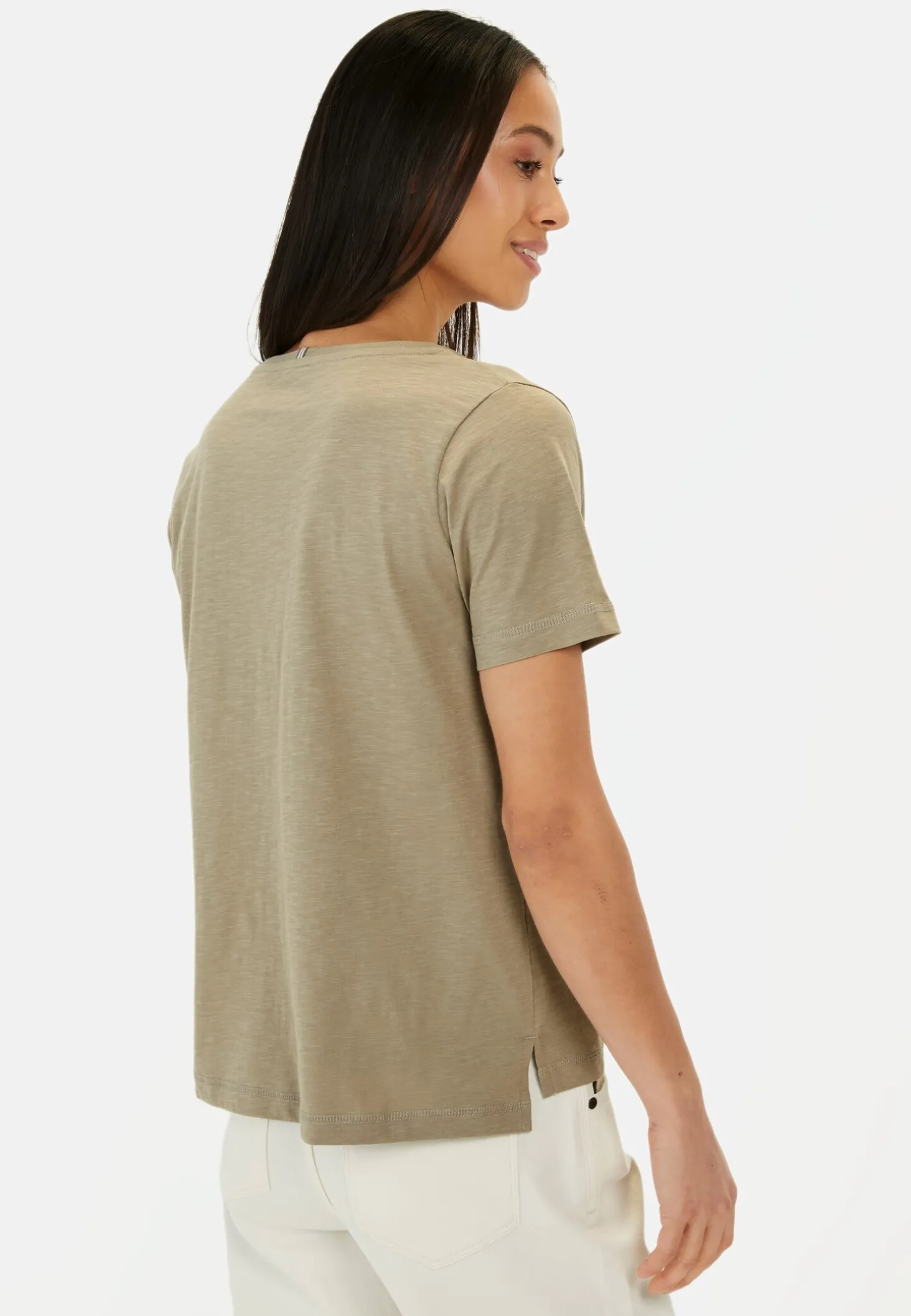 T-Shirt mit V-Ausschnitt aus reiner Baumwolle