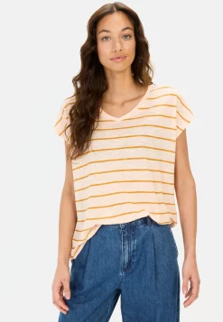 T-Shirt mit V-Ausschnitt und Streifenmuster