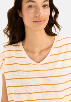 T-Shirt mit V-Ausschnitt und Streifenmuster