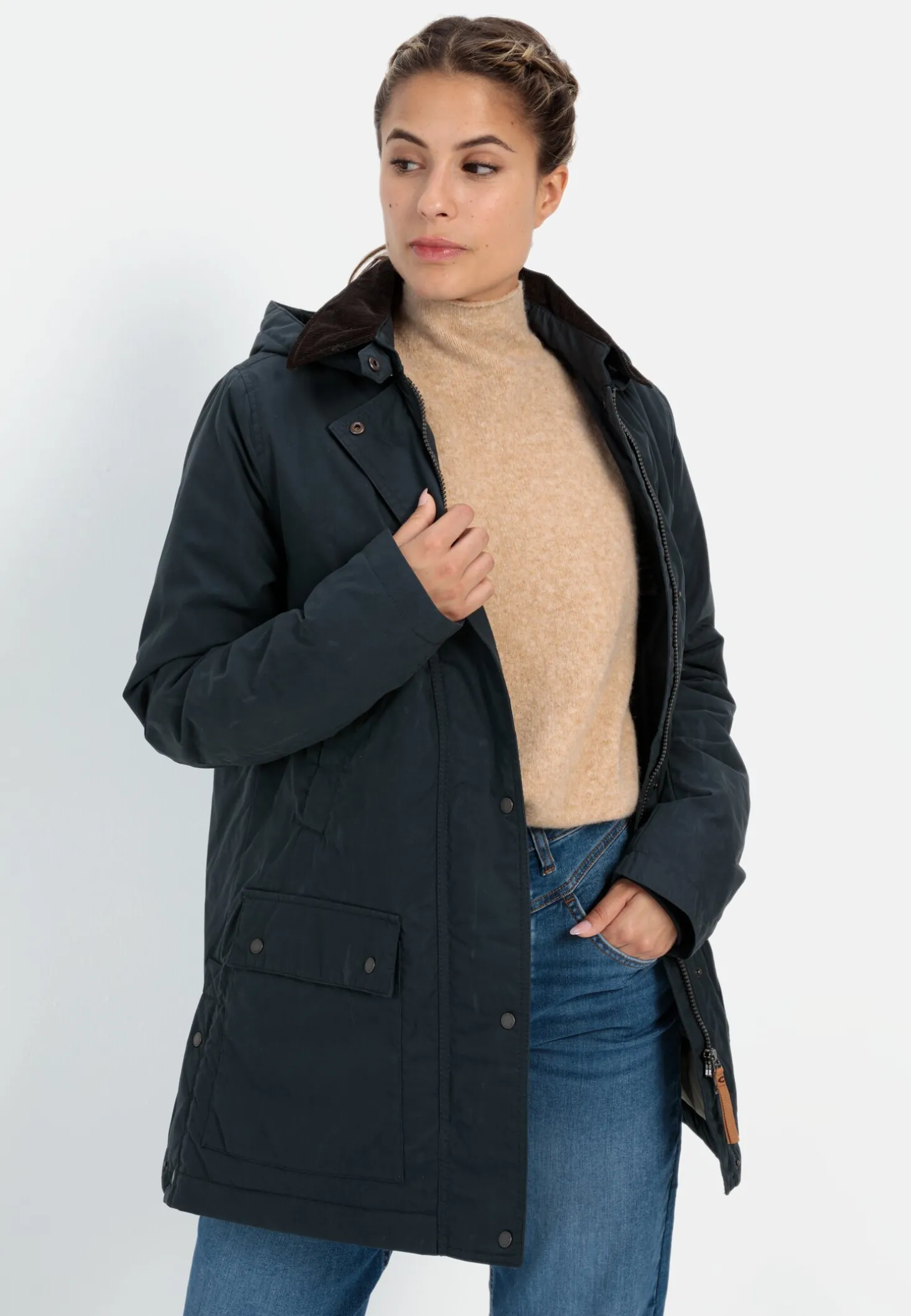 Wachsjacke mit abnehmbarer Kapuze
