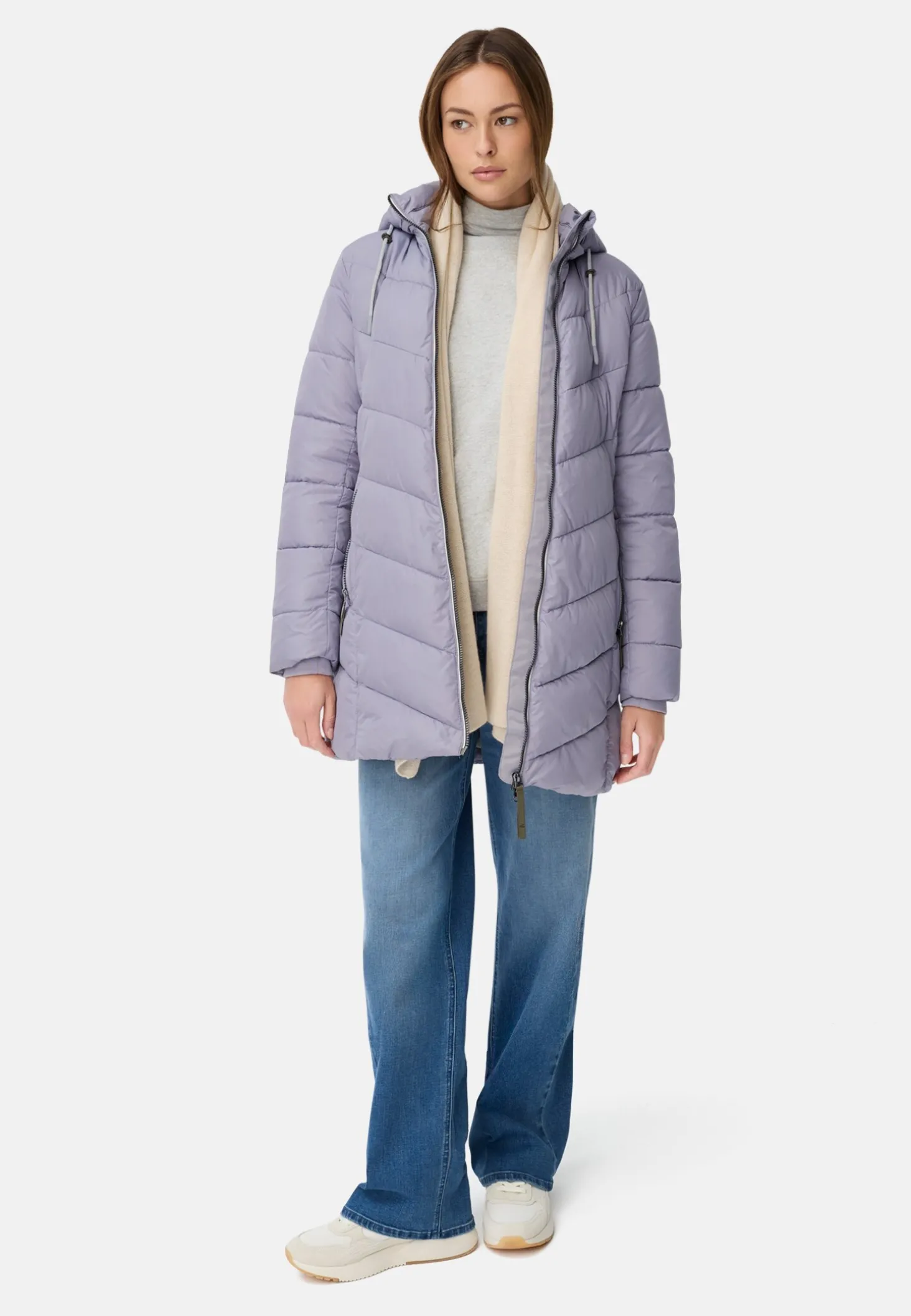 Wattierte Jacke mit abnehmbarer Kapuze