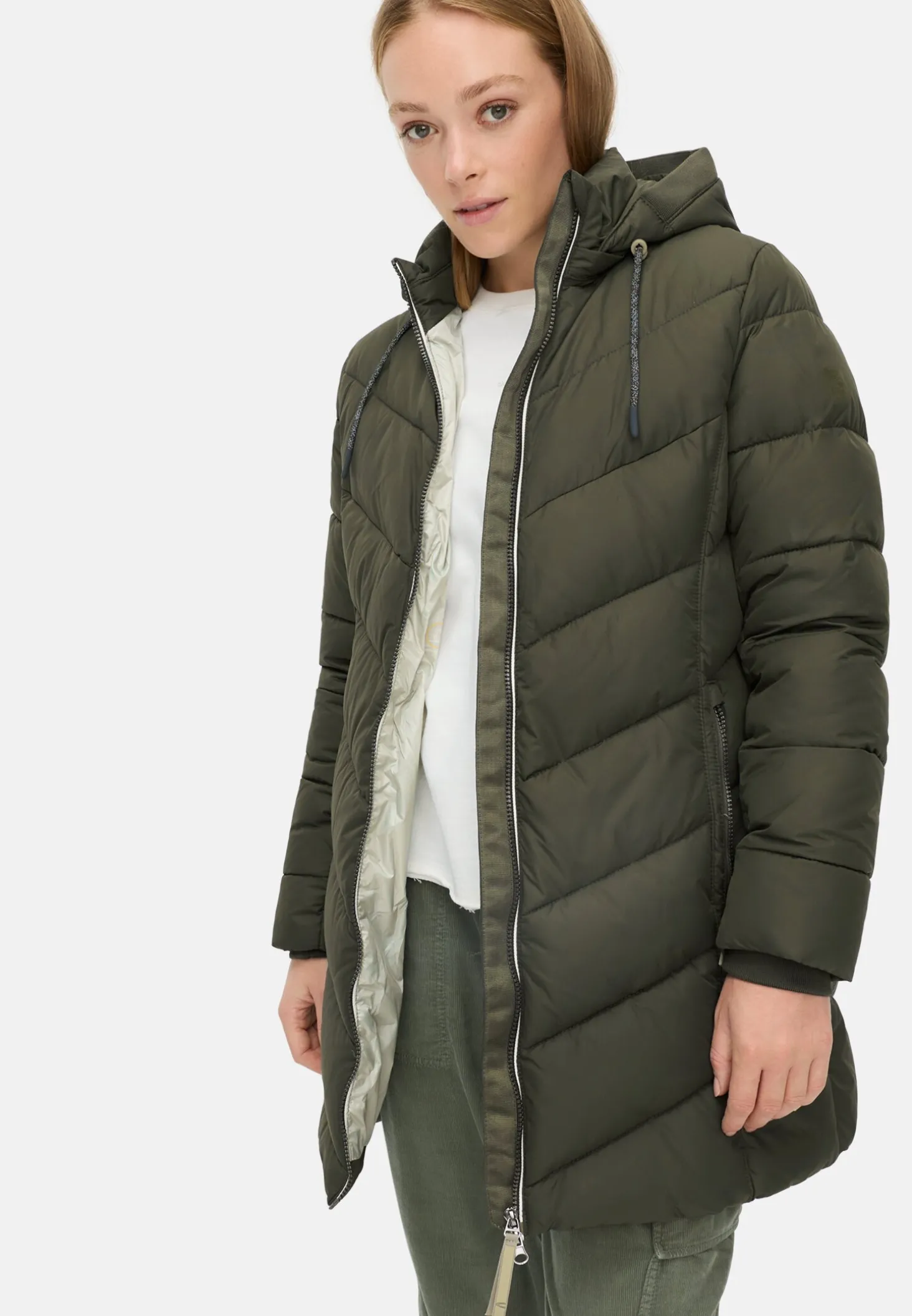 Wattierte Jacke mit abnehmbarer Kapuze